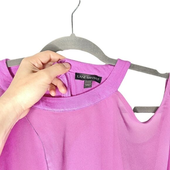 Lane Bryant  Womens Solid Ruffled Radiant Orchid Pink halter Top Plus Size 22/24 - Picture 5 of 9